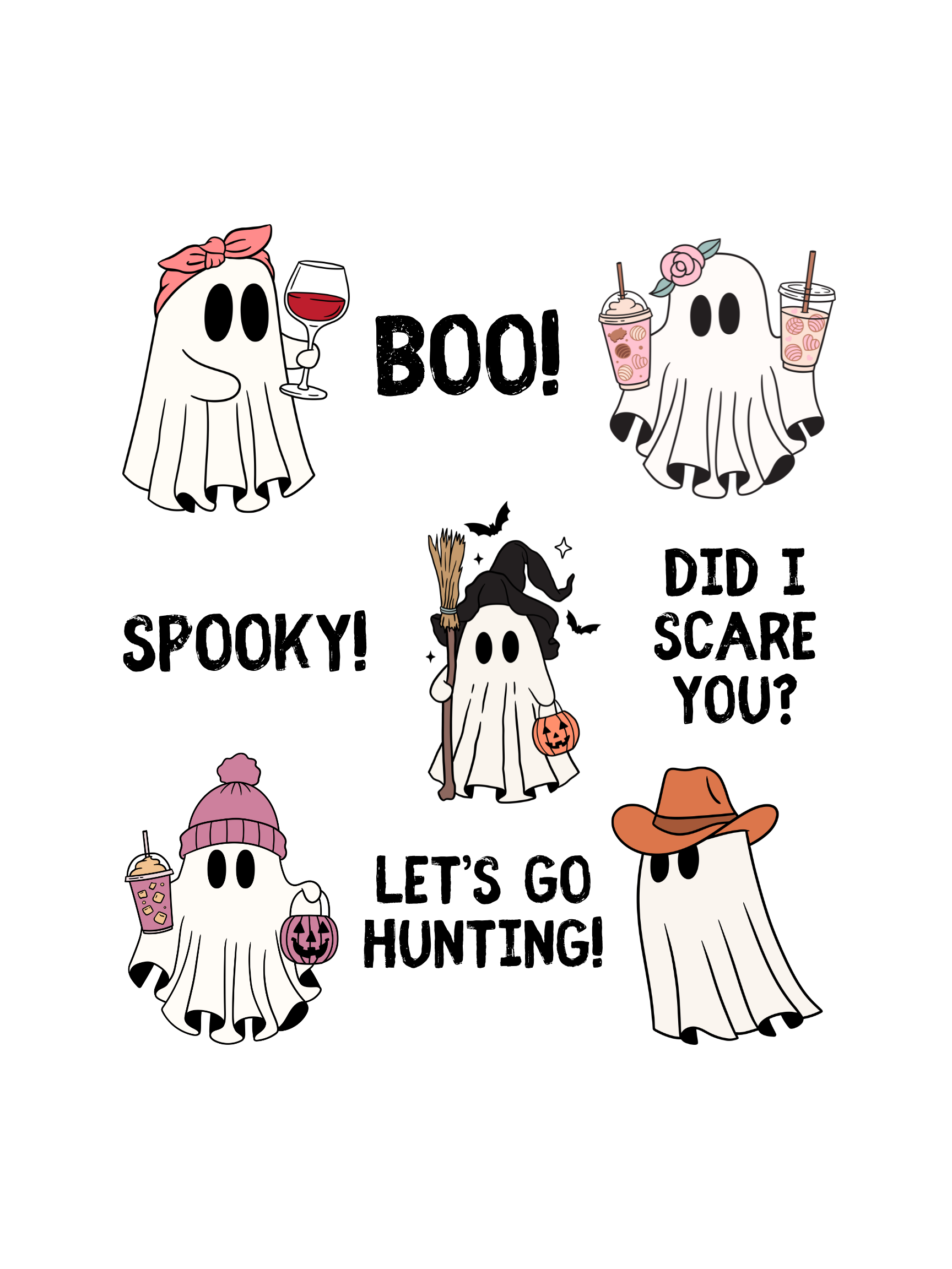 Spooky Ghosts Tee - Perfect for Halloween, Casual Wear, Gifts, Family Gatherings, Autumn Celebrations