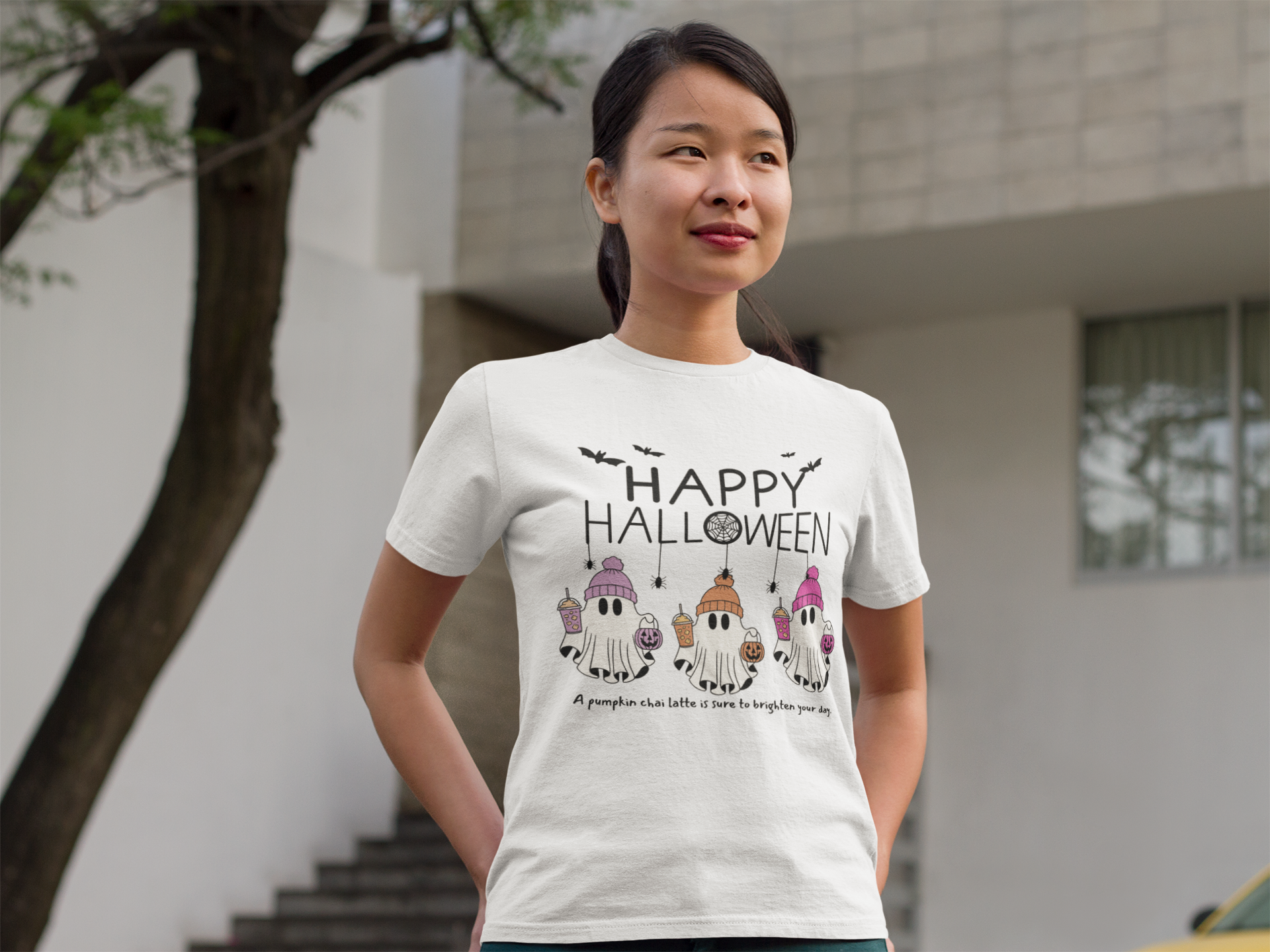 Happy Halloween Ghost T-Shirt, Halloween Apparel, Spooky Costume Top, Gift for Halloween Lovers
