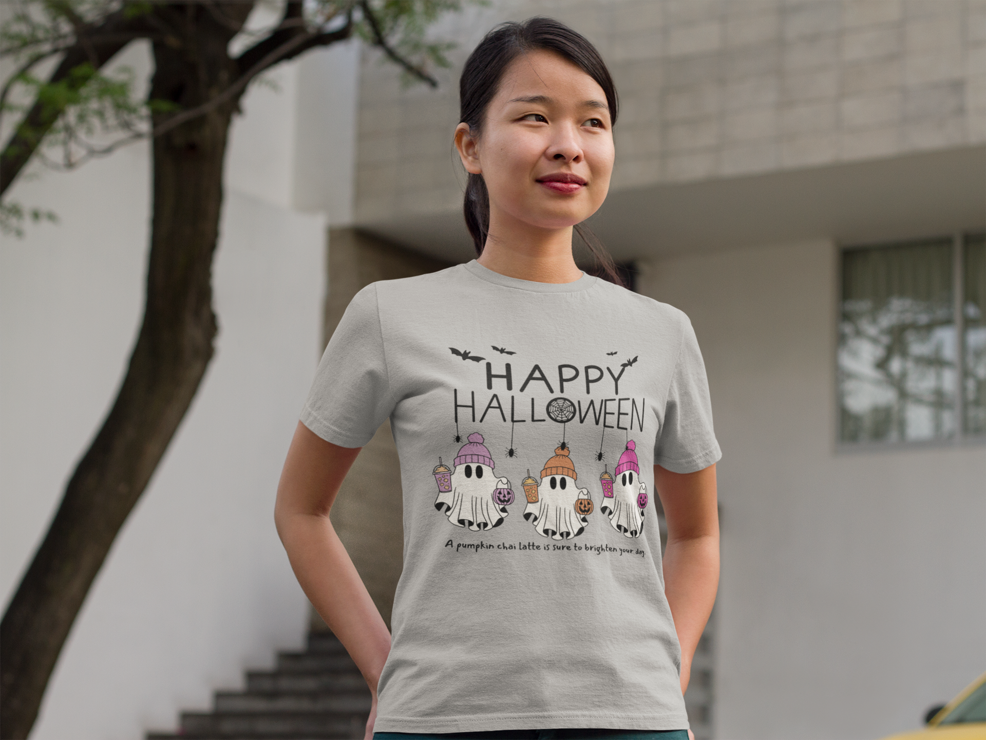 Happy Halloween Ghost T-Shirt, Halloween Apparel, Spooky Costume Top, Gift for Halloween Lovers