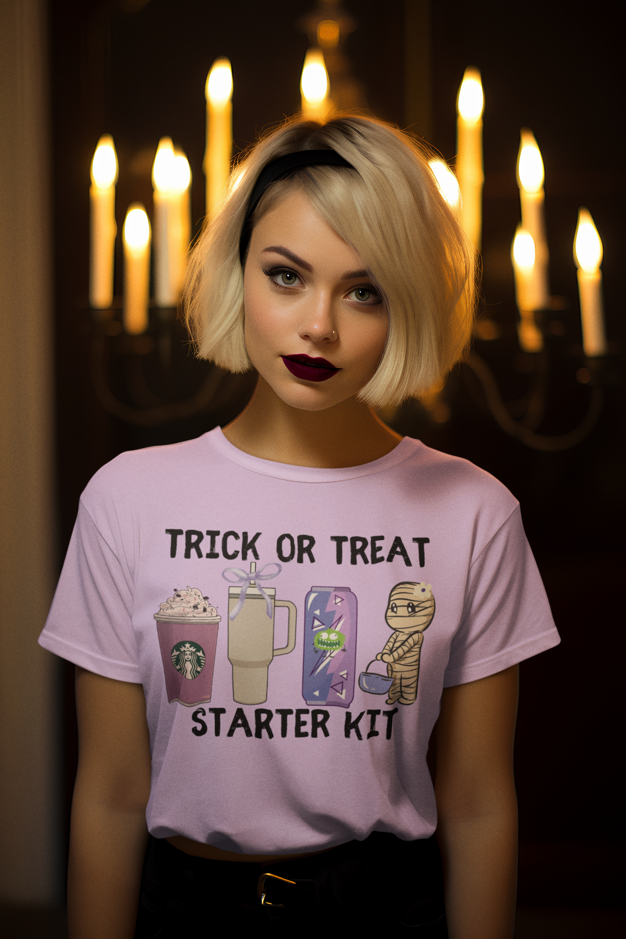 Trick or Treat Starter Kit Tee, Fun Halloween T-Shirt, Unisex Jersey Short Sleeve, Cute Halloween Apparel, Purple Design