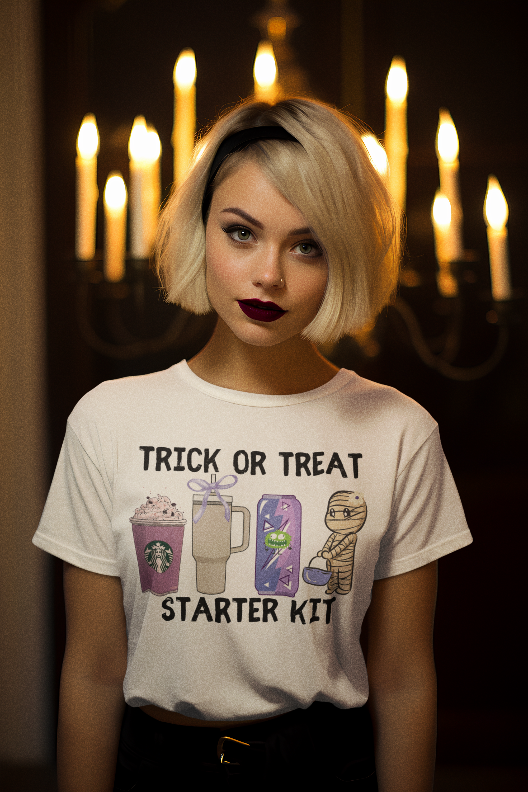 Trick or Treat Starter Kit Tee, Fun Halloween T-Shirt, Unisex Jersey Short Sleeve, Cute Halloween Apparel, Purple Design