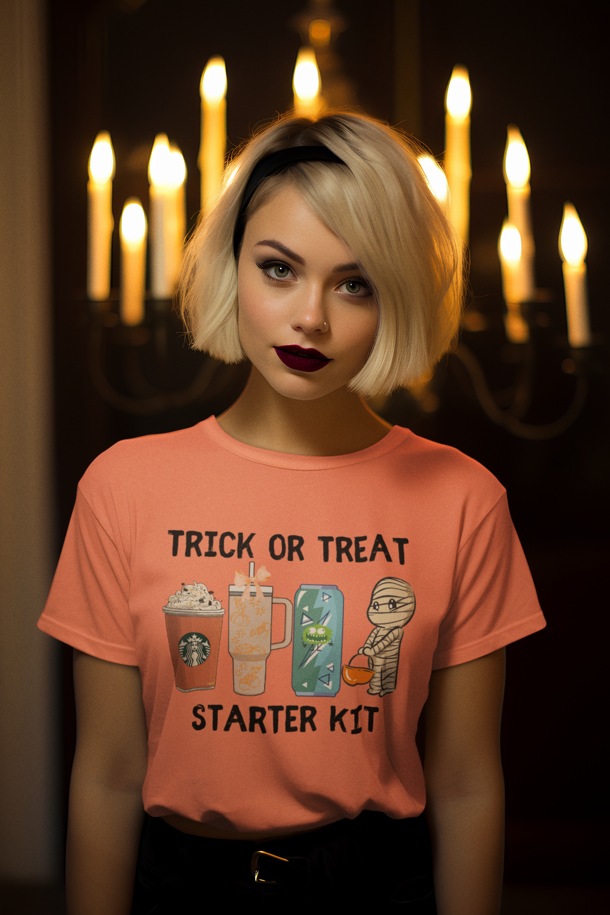 Trick or Treat Starter Kit Tee, Fun Halloween T-Shirt, Unisex Jersey Short Sleeve, Cute Halloween Apparel, Orange Design