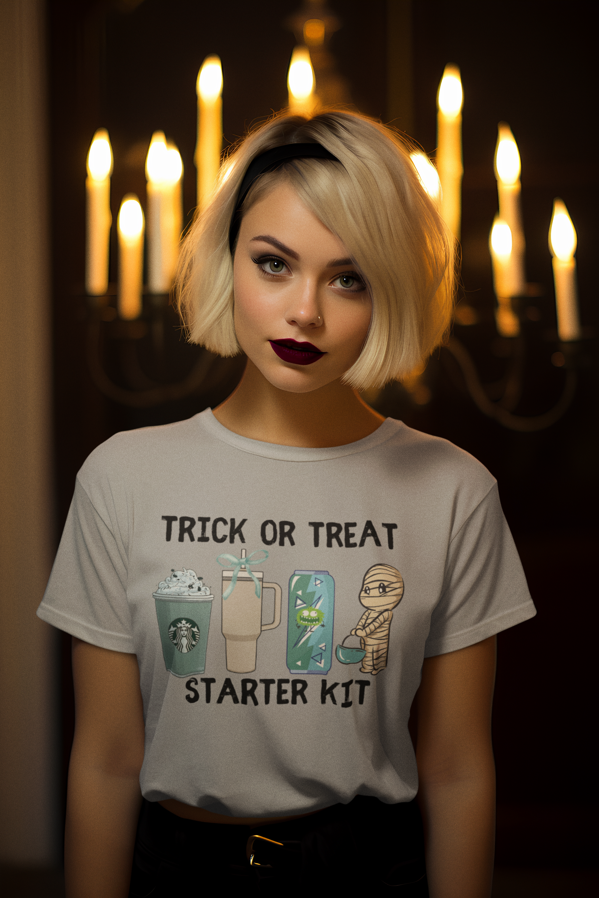 Trick or Treat Starter Kit Tee, Fun Halloween T-Shirt, Unisex Jersey Short Sleeve, Cute Halloween Apparel, Blue DesignBlue Design