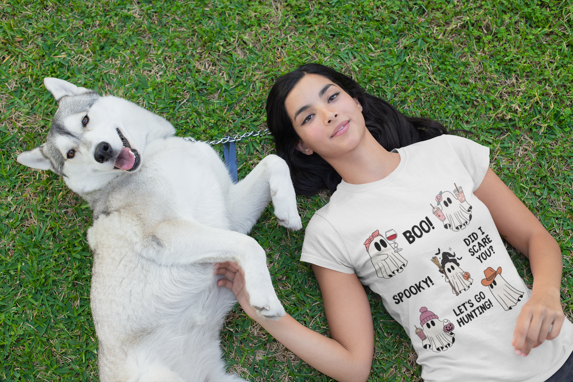Spooky Ghosts Tee - Perfect for Halloween, Casual Wear, Gifts, Family Gatherings, Autumn Celebrations