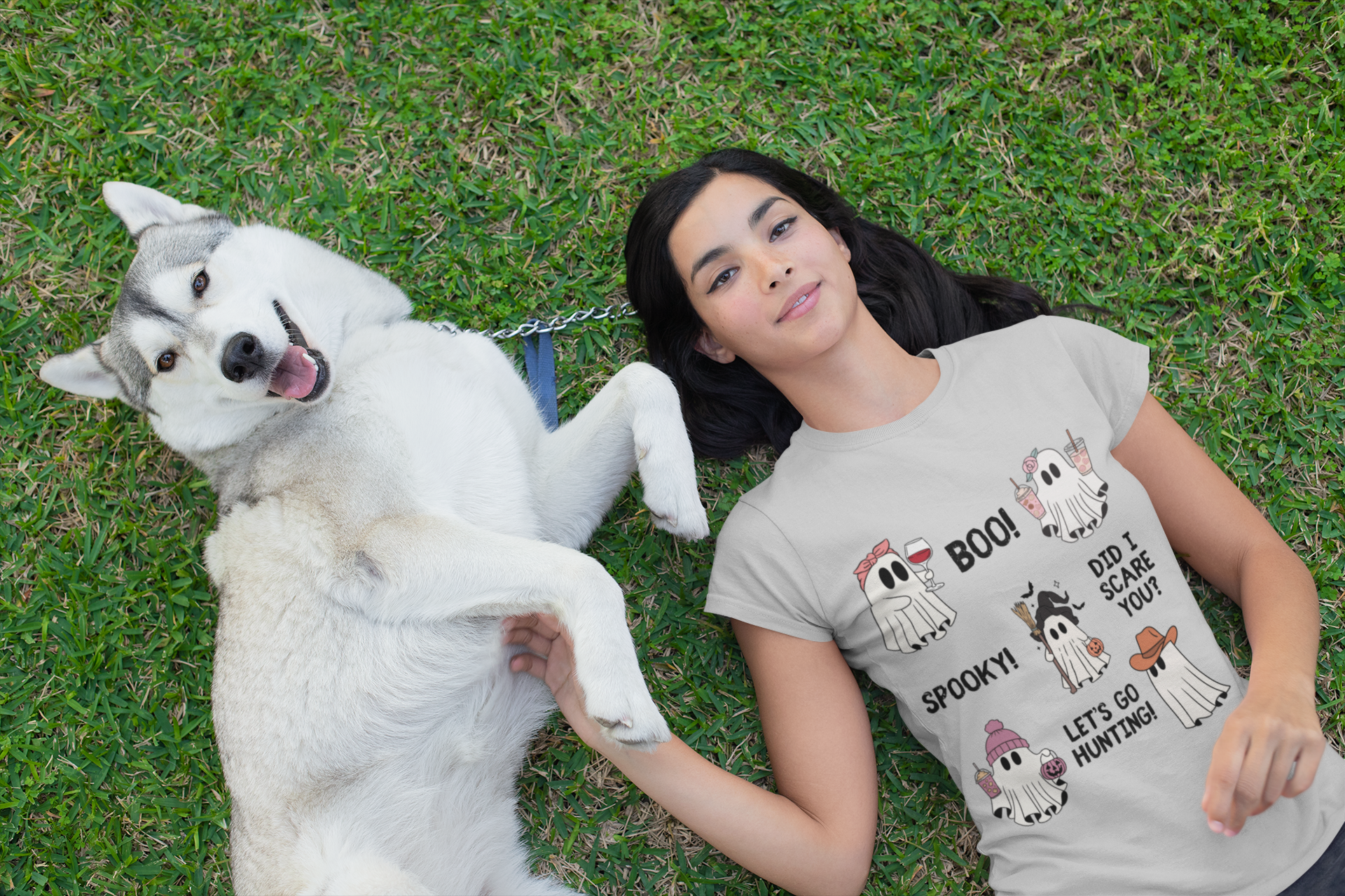 Spooky Ghosts Tee - Perfect for Halloween, Casual Wear, Gifts, Family Gatherings, Autumn Celebrations